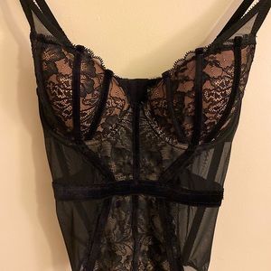 Adore Me Black and Beige Lace Corset